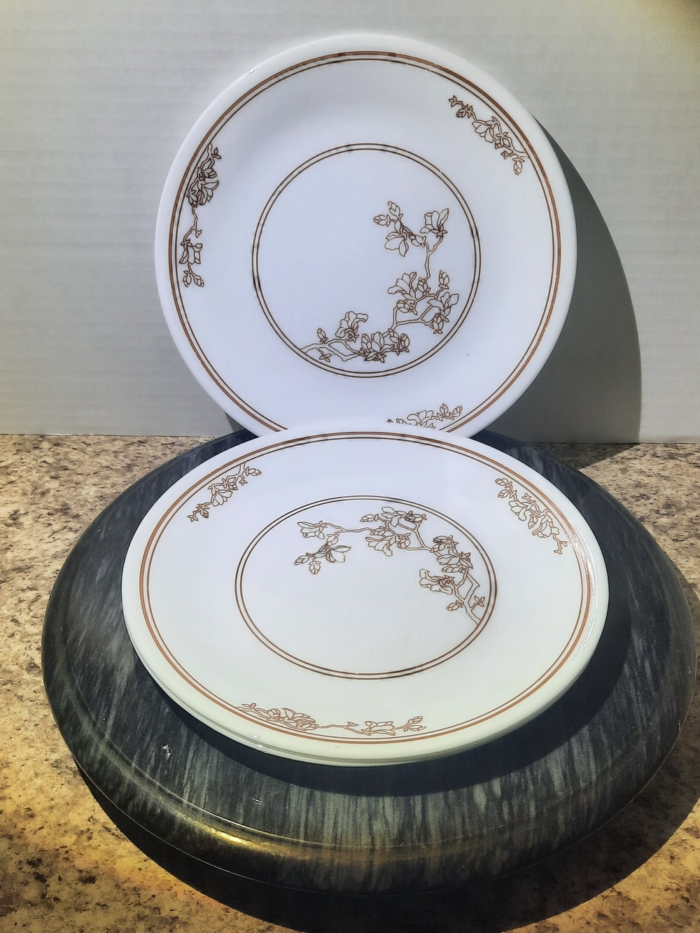 Corelle Oriental Wood Salad Plates X 3